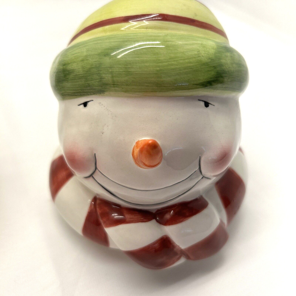 Oneida Snowman Ceramic Cookie Jar with Stocking Hat and Scarf 12" High READ - Picture 7 of 11